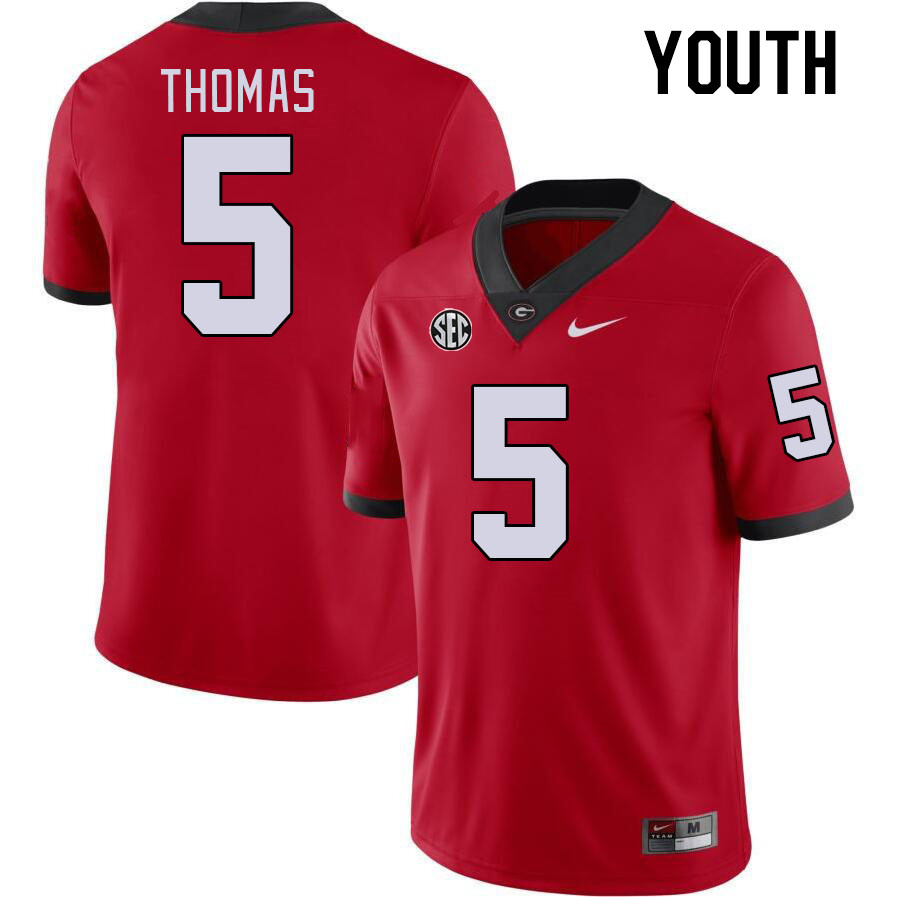 Georgia Bulldogs Youth Rara Thomas #5 Red Stitched College UGA Football Jersey 23IZ013VZ